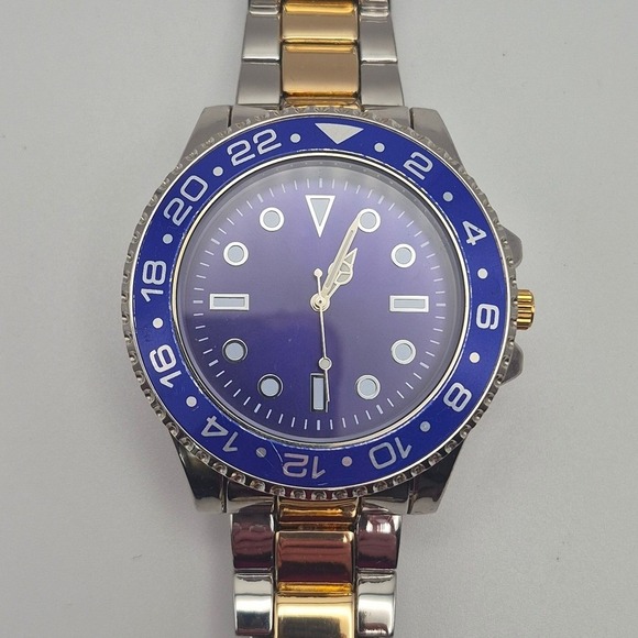Unbranded Other - Unbranded Diver Watch Mens OS Blue Gold NWOT GMT Style 8114A